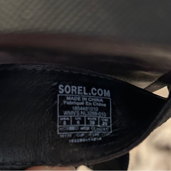 Sorel Joanie ll Black Ankle Strap Wedge Sandals - Picture 9 of 9